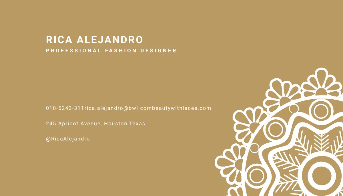 Free Floral Lace Vintage Business Card Template to Edit Online