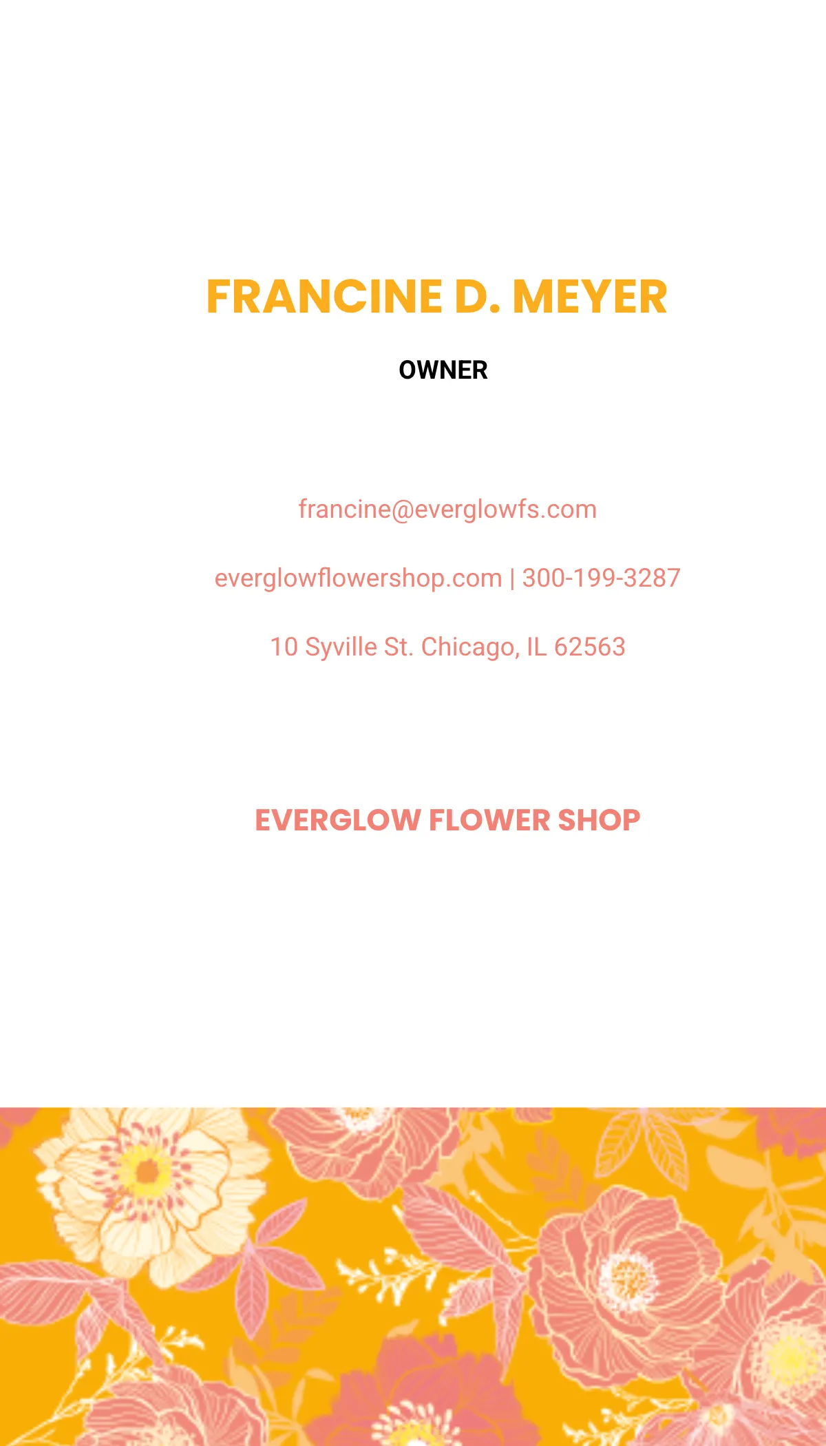 Free Fluorescent Florals Business Card Template to Edit Online