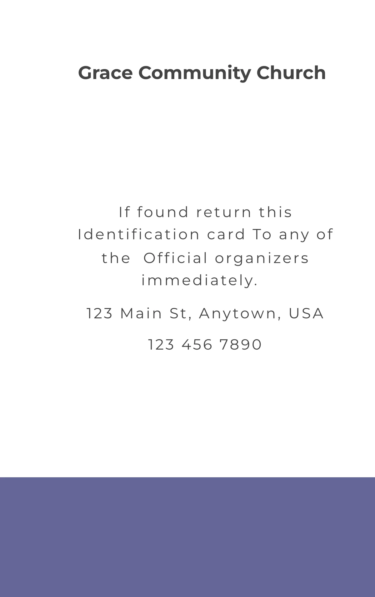 Free Sample Church ID Card Template to Edit Online