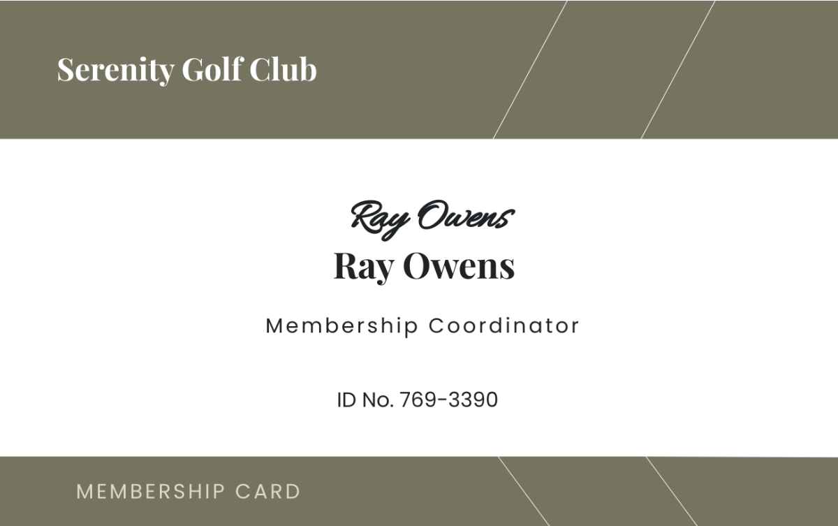 Club Membership ID Card