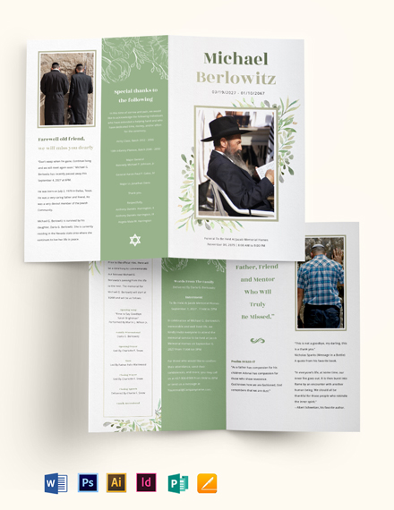 jewish funeral memorial bi fold brochure