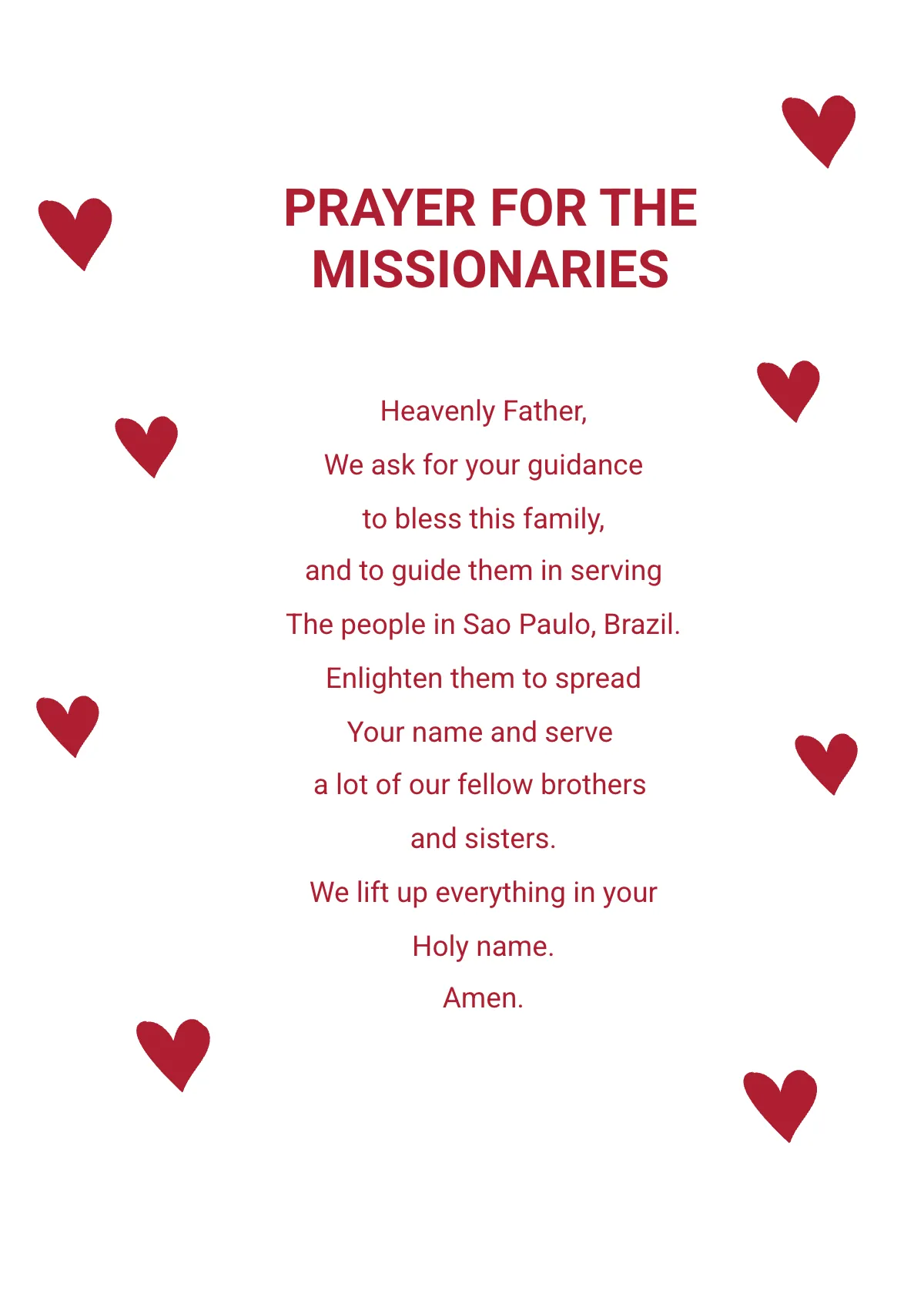 Free Missionary Prayer Card Template to Edit Online