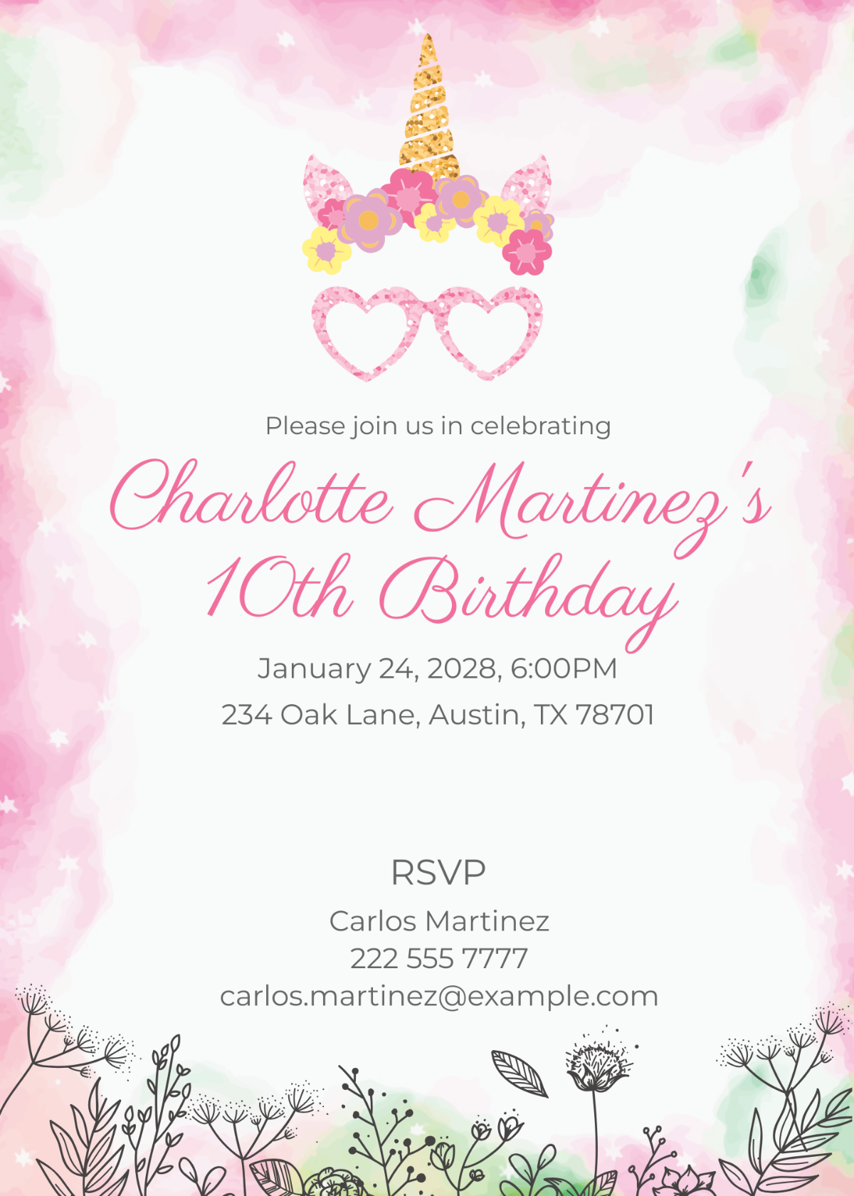 Girl Birthday Party Invitation