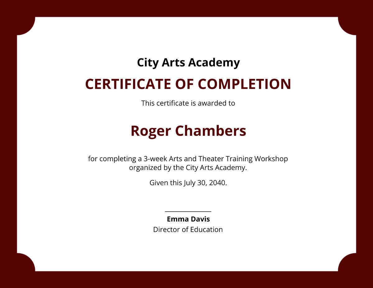 Workshop Completion Certificate