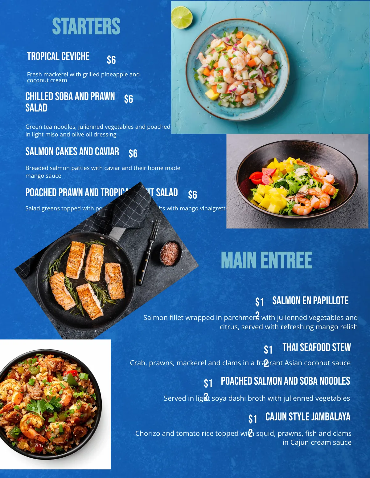 Free Seafood Restaurant Menu Template to Edit Online