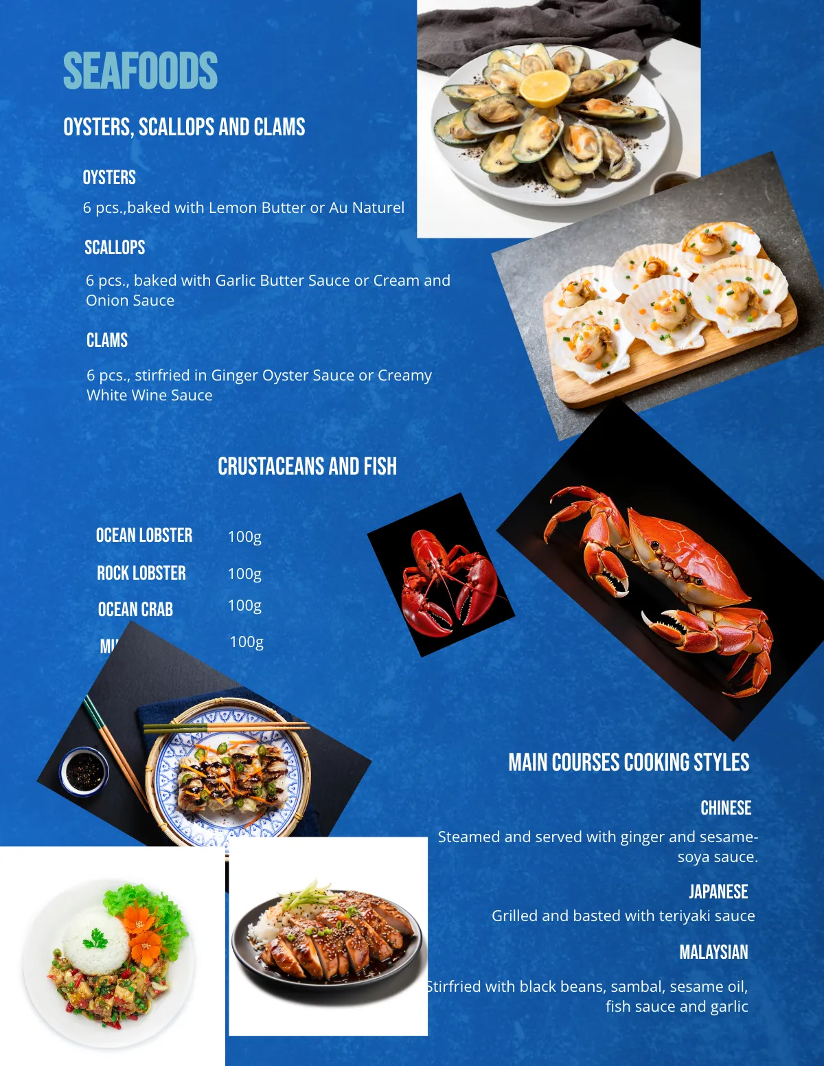 Free Seafood Restaurant Menu Template to Edit Online