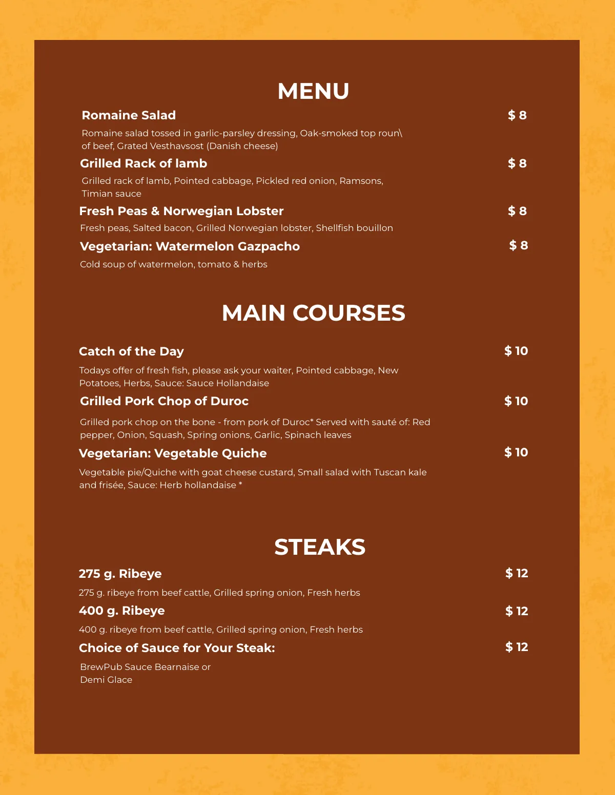 Free Brew Pub Menu Template to Edit Online