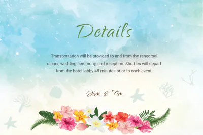 Free Beach Wedding Details Card Template to Edit Online
