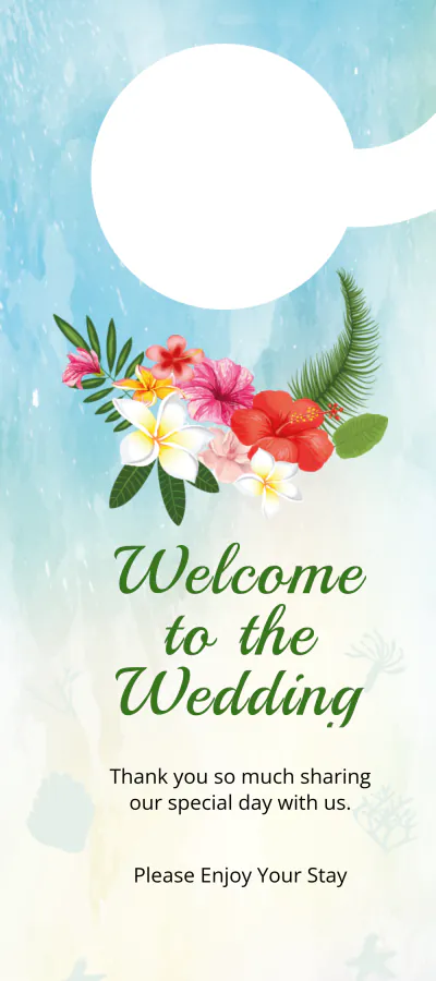Free Beach Wedding Door Hanger Template to Edit Online
