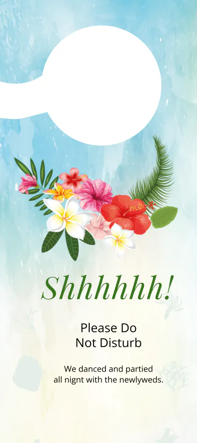 Free Beach Wedding Door Hanger Template to Edit Online