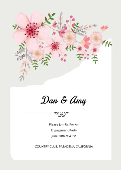Free VIntage Floral Wedding Engagement Card Template to Edit Online