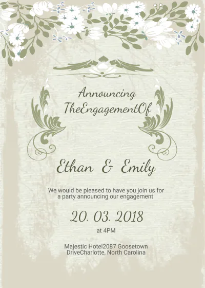 Free Vintage Wedding Engagement Card Template to Edit Online