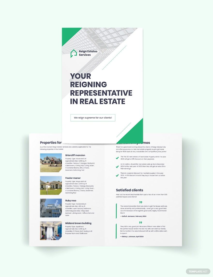 Real Estate Agent/ Agency Marketing Bi-Fold Brochure Template