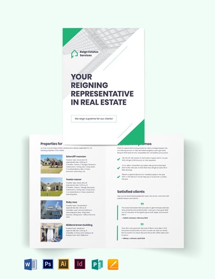 realestate agent agency marketing bi fold brochure