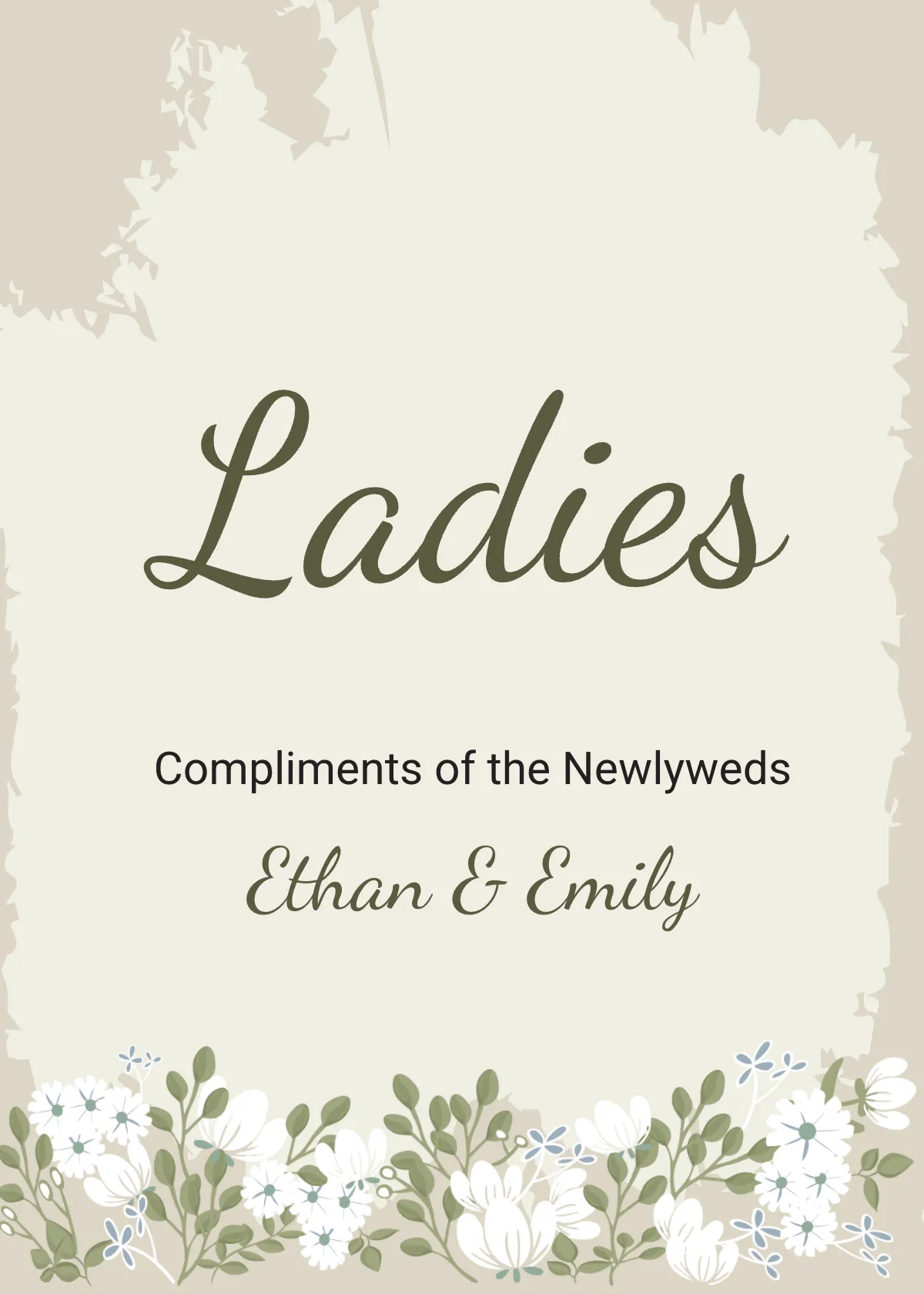 Free Vintage Wedding Bathroom Signs Card Template to Edit Online