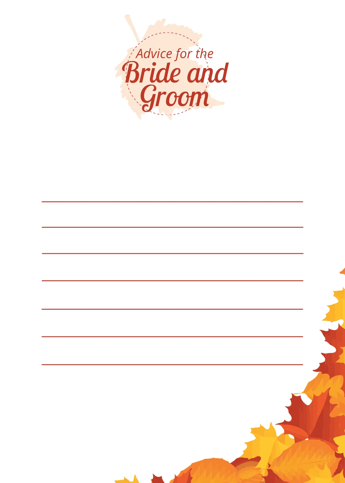 Free Fall Wedding Advice Card Template to Edit Online