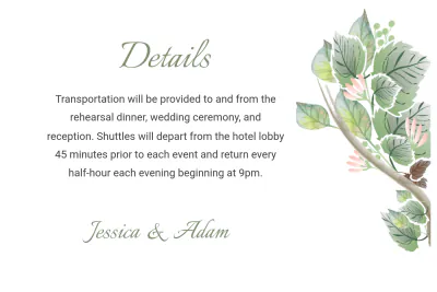 Free Fall Wedding Details Card Template to Edit Online