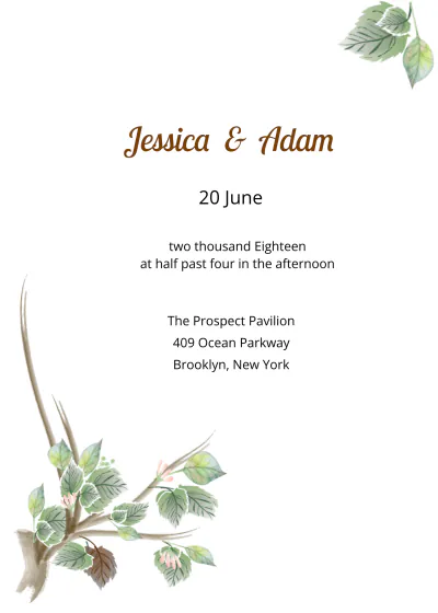 Free Fall Wedding Engagement Announcement Card Template to Edit Online