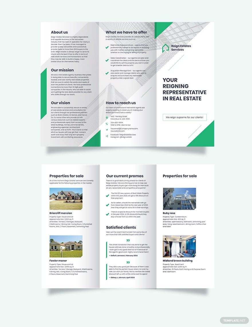 Real Estate Agent/Agency Marketing Tri-Fold Brochure Template