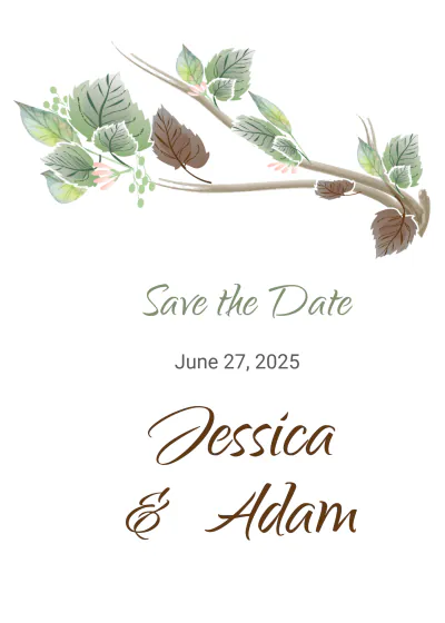 Free Fall Wedding Save The Date Card Template to Edit Online
