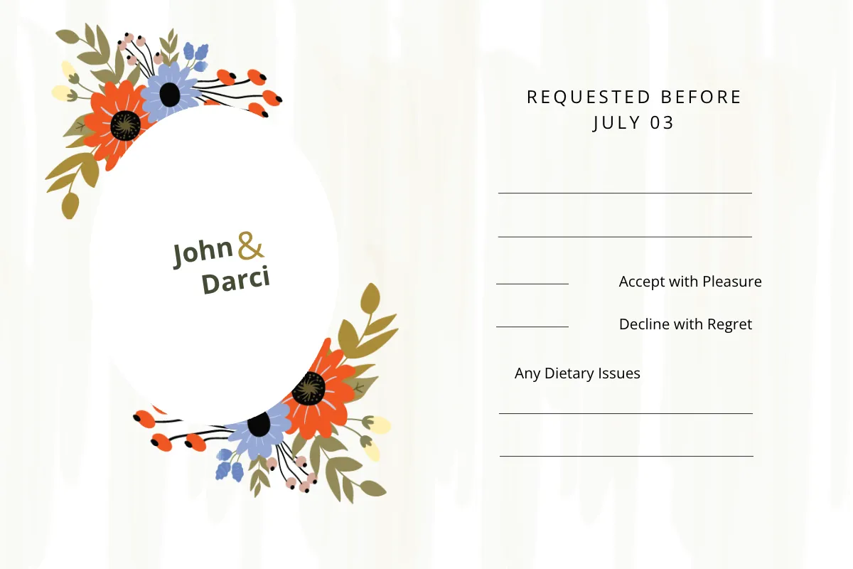 Free Small Flower Wedding RSVP Card Template to Edit Online