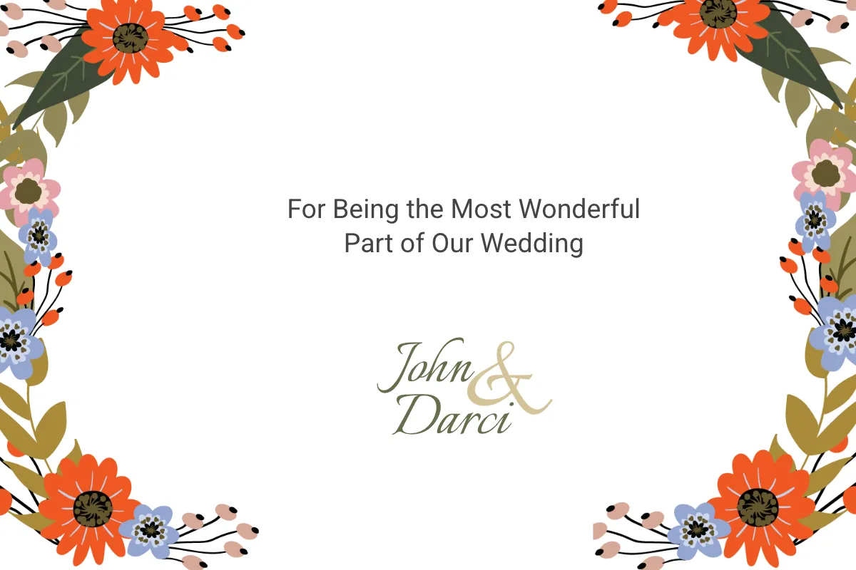 Free Small Flower Wedding Thank You Card Template to Edit Online