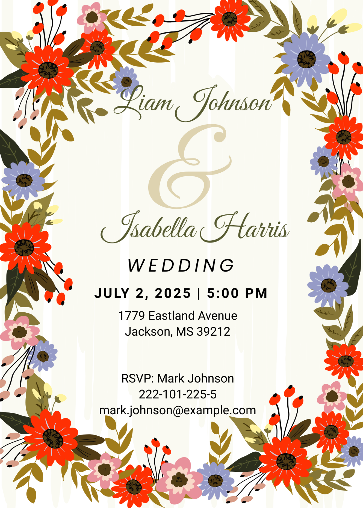Small Flower Wedding Invitation Card