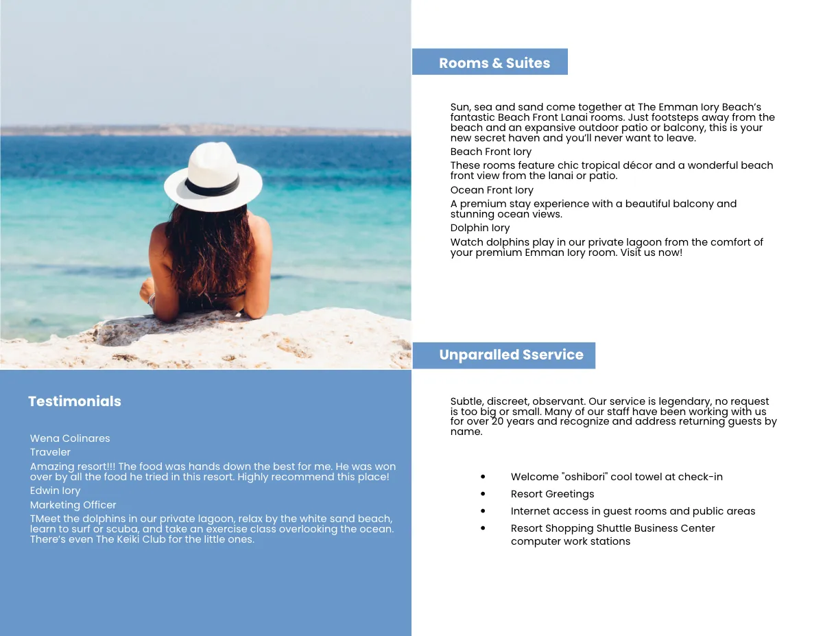 Free Island Resort Bi-Fold Brochure Template to Edit Online