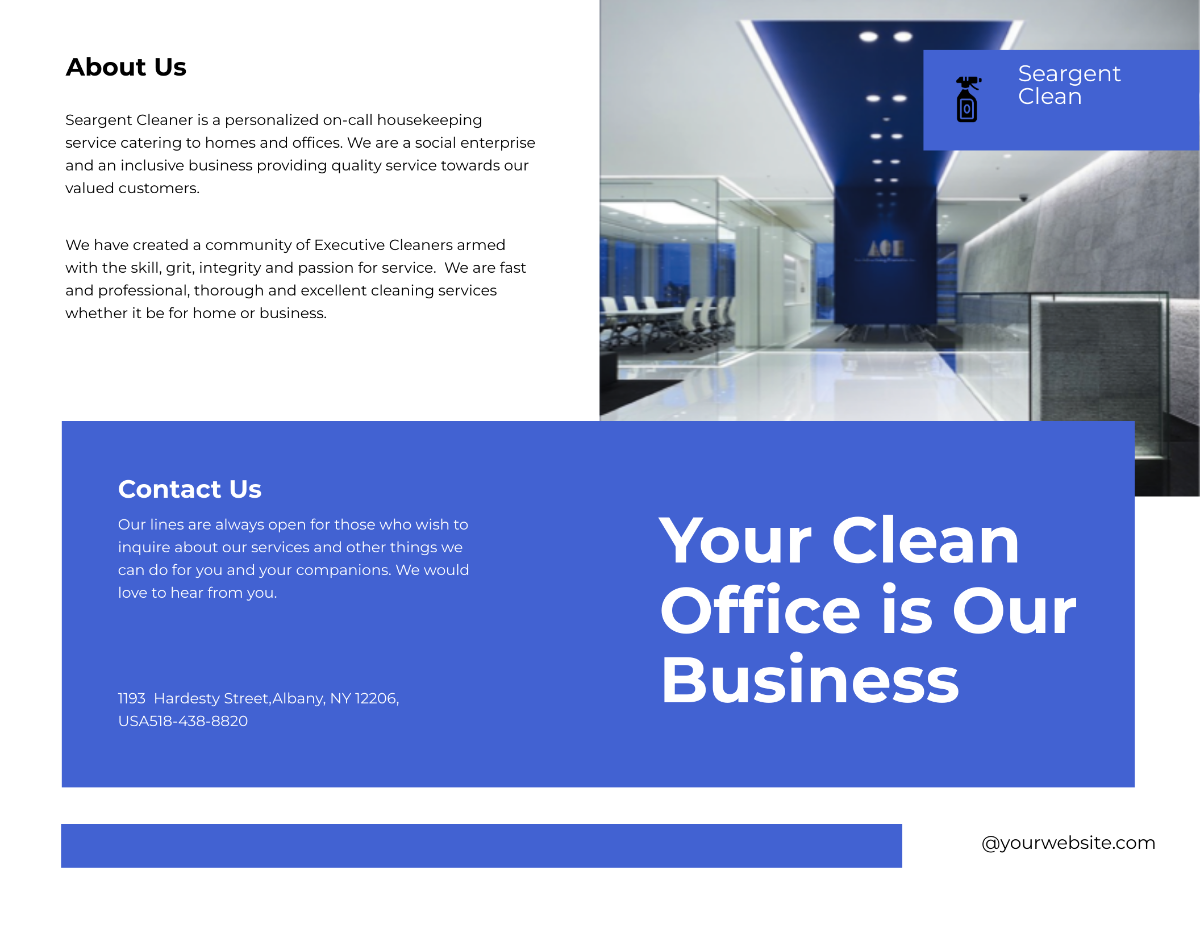 Office Cleaning Service Bi-fold brochure Template - Edit Online & Download