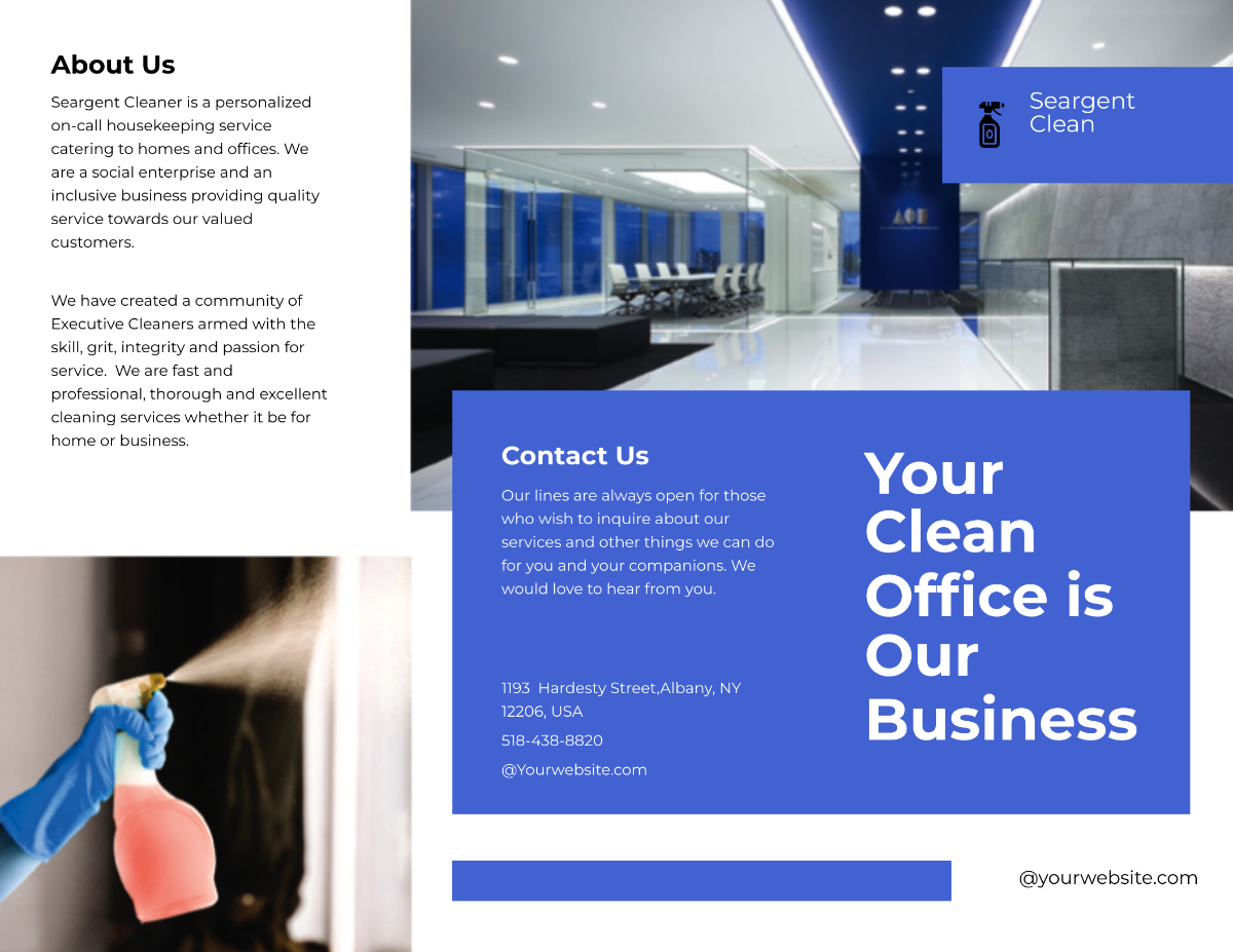 Office Cleaning Service Tri-Fold Brochure Template - Edit Online & Download