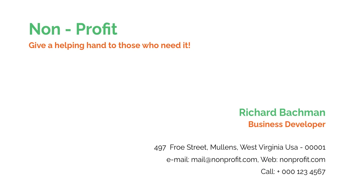 Free Non-Profit Business Card Template to Edit Online