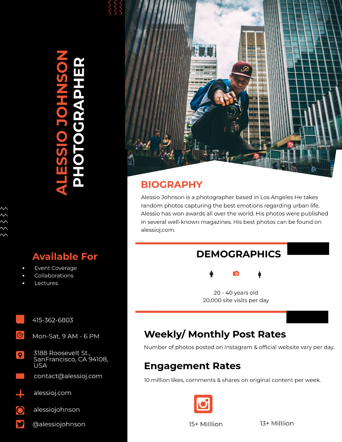 Free Photographer Media Kit Template to Edit Online