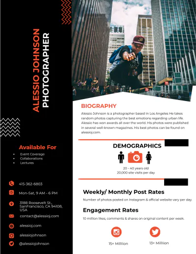 Free Photographer Media Kit Template to Edit Online