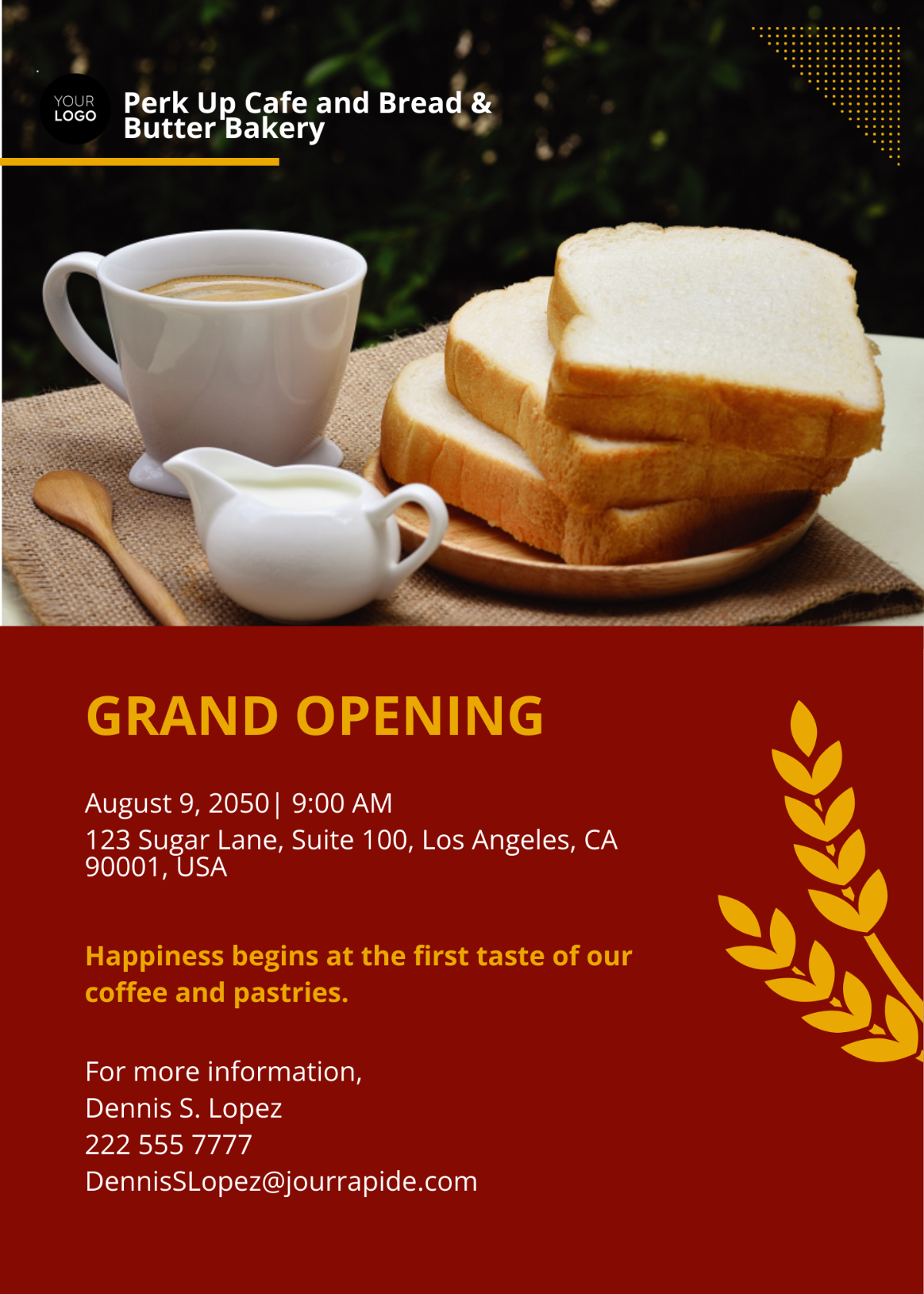 Cafe And Bakery Grand Opening Invitation