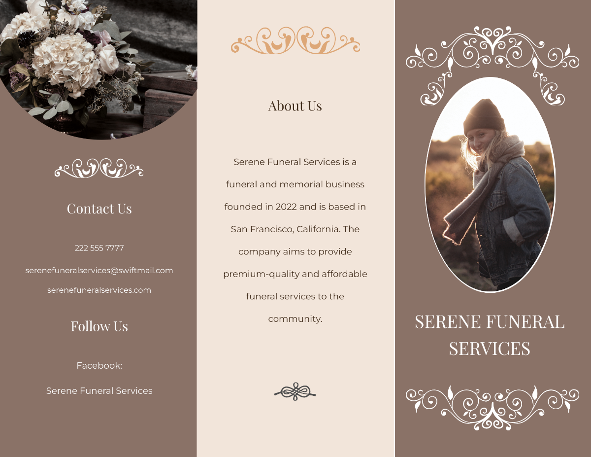 Printable Burial Funeral Tri-Fold Brochure Template - Edit Online & Download