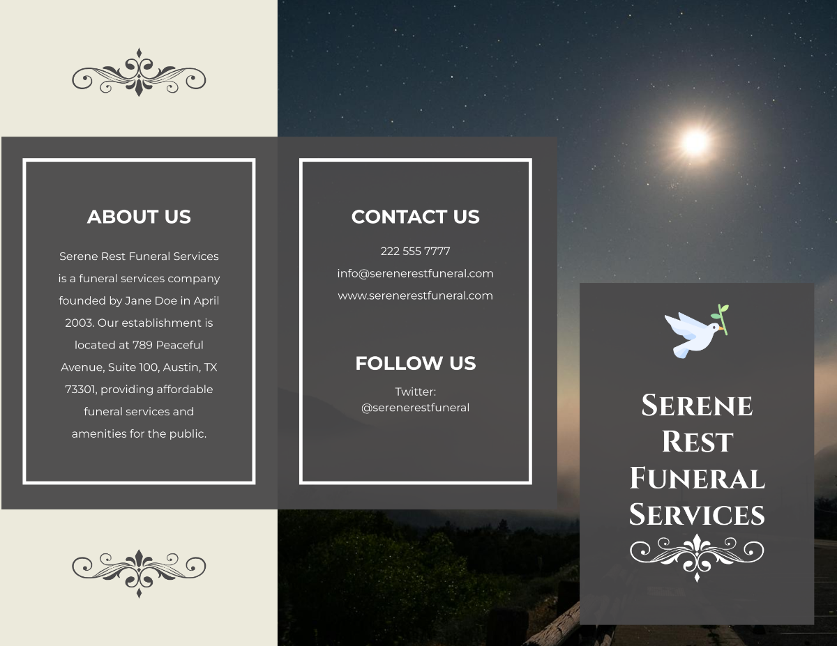 Printable Funeral Plan Tri-Fold Brochure Template - Edit Online & Download