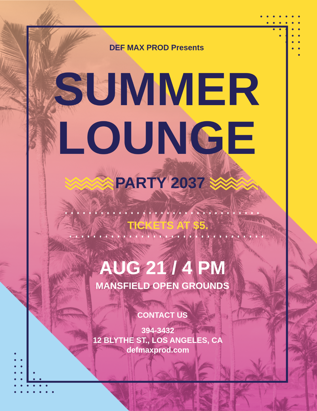 Summer Lounge Party Flyer Template - Edit Online & Download