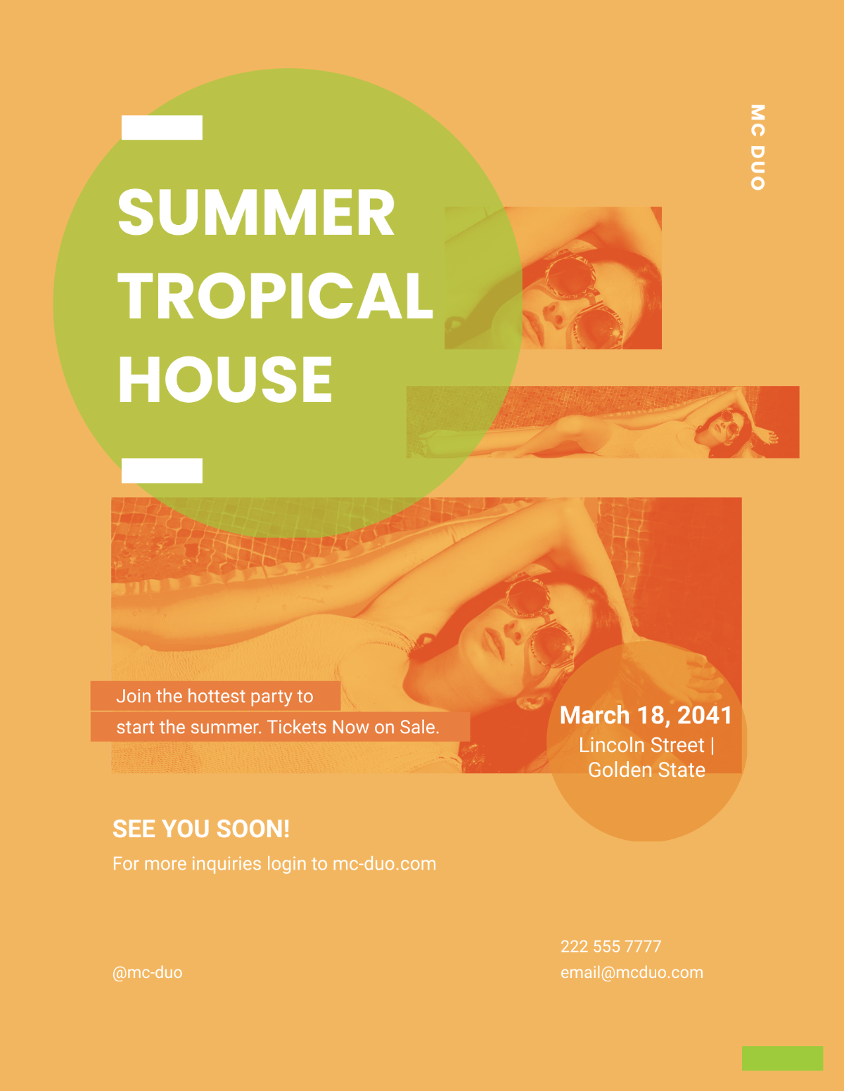 Summer Tropical House Party Flyer Template - Edit Online & Download