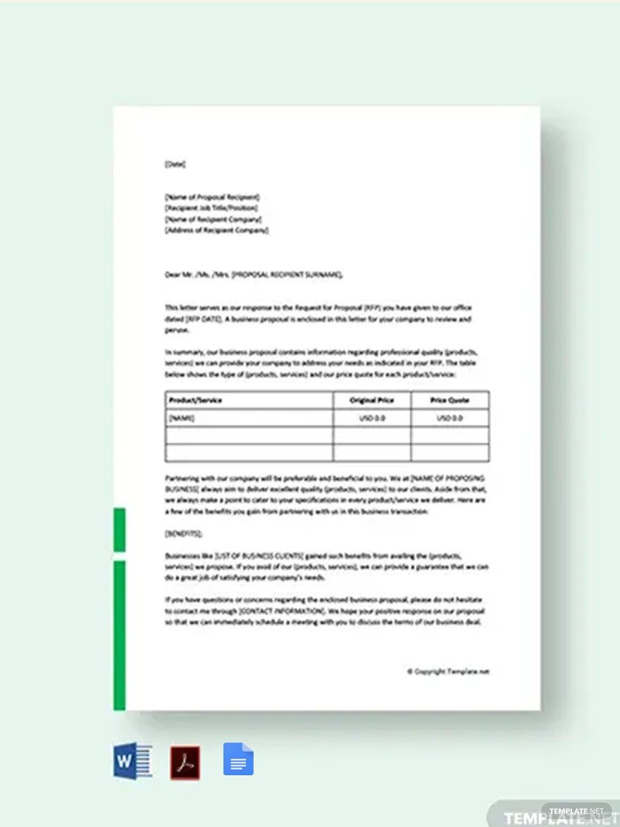 Business Proposal Cover Letter Template