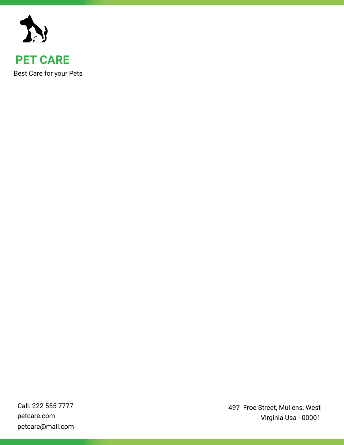 Pet Care Letterhead