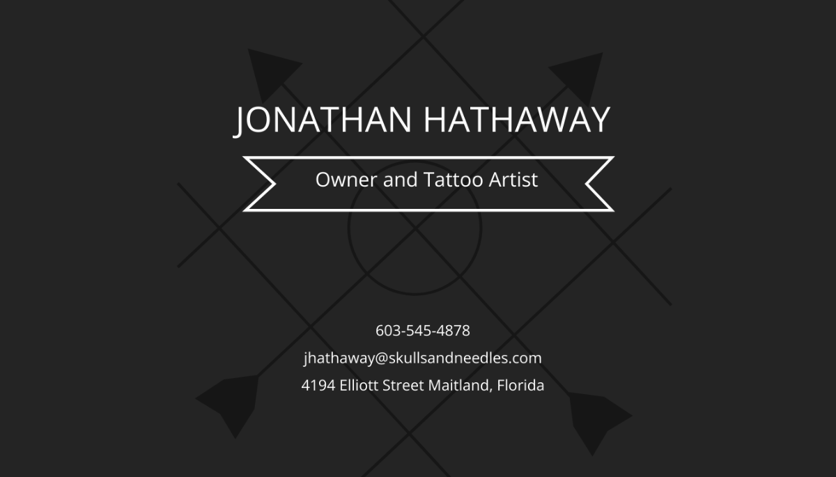 Chalkboard Tattoo Artist Business Card