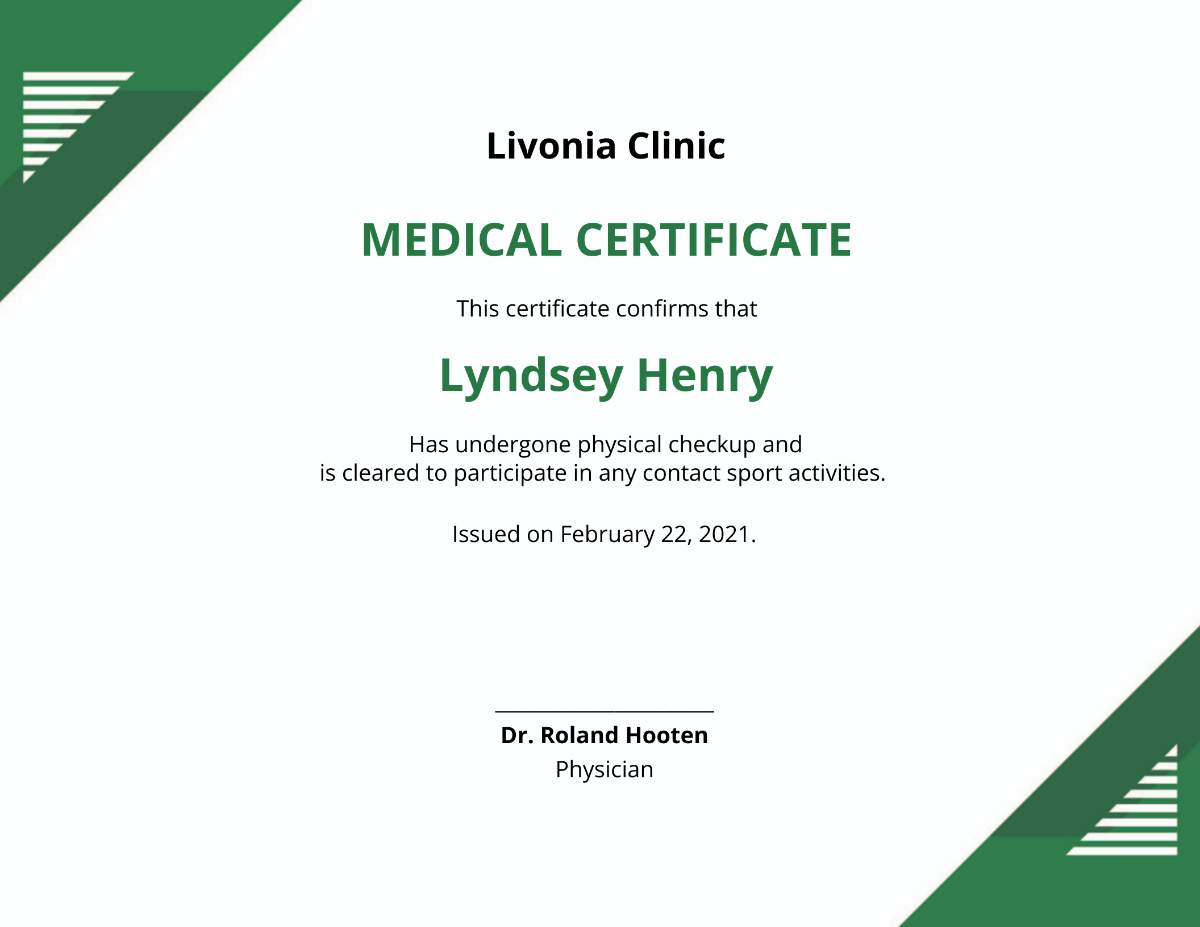 Sport Medical Certificate