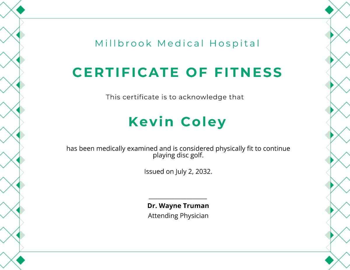 Sports Fitness Certificate Template - Edit Online & Download