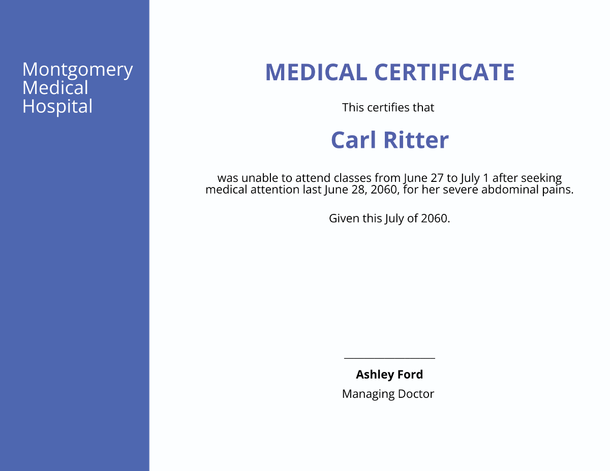 Student Medical Certificate