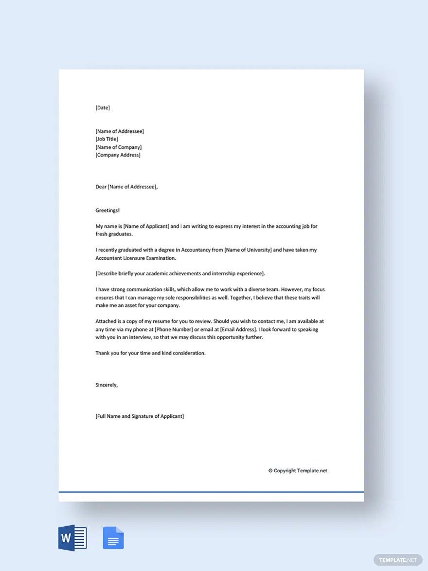 Cover Letter for Accounting Job Fresh Graduate Template