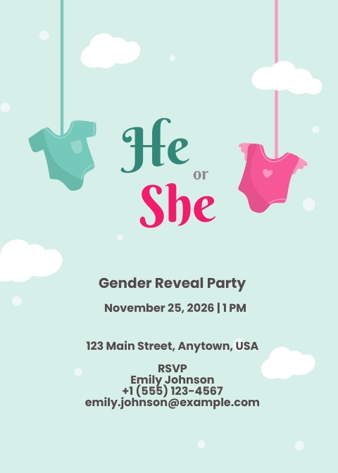 Baby Gender Reveal Invitation Template - Edit Online & Download