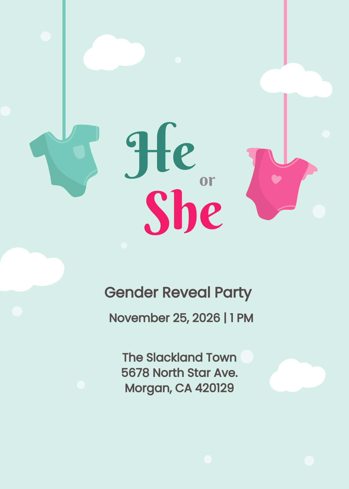 Baby Gender Reveal Invitation Template