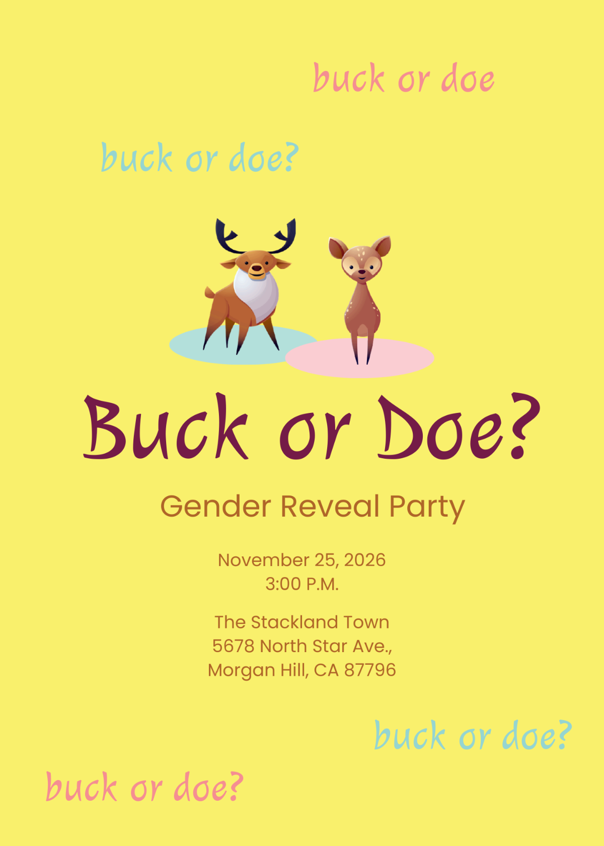 Buck Or Doe Gender Reveal Invitation