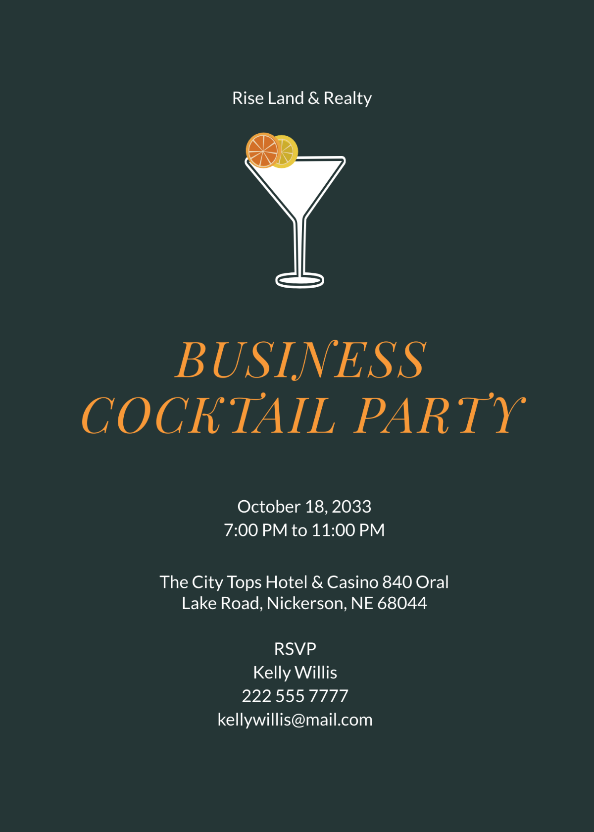 Business Cocktail Invitation Template - Edit Online & Download