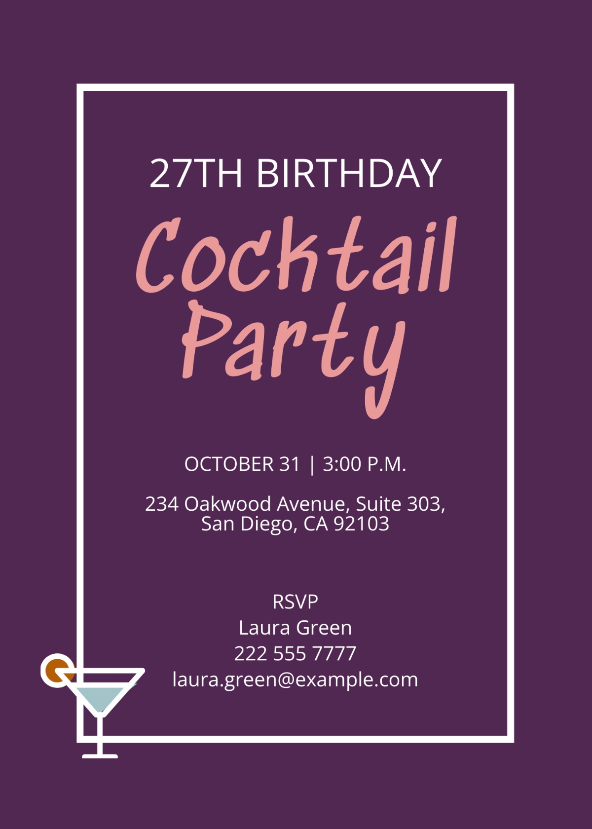 Cocktail Birthday Invitation